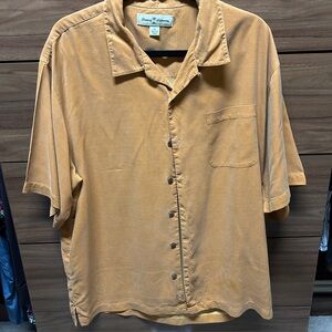 Tommy Bahama Men’s  shirt, short sleeve yellow 100% silk XL